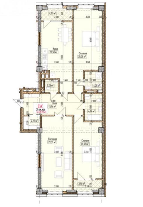Элитка, 3 ком, 139.72 м2, этаж 8/16, ж/к Нью-Йорк сити (New York city) - фото 4