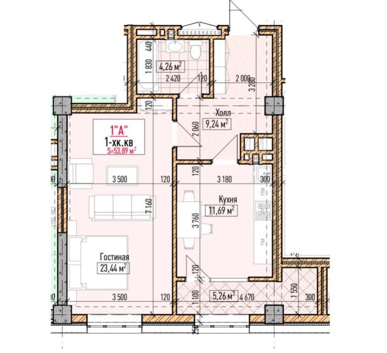 Продажа, Элитка, 1 ком, 53.89 м2, этаж 9/16, ж/к Нью-Йорк сити (New York city), Сост: Строящийся ПСО - фото 1