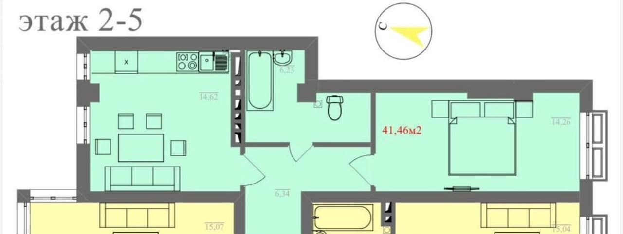 Элитка, 42 м2, этаж 4/5, ж/к Кут Парк (Kut Park), Сост: Сдан ПСО - фото 6
