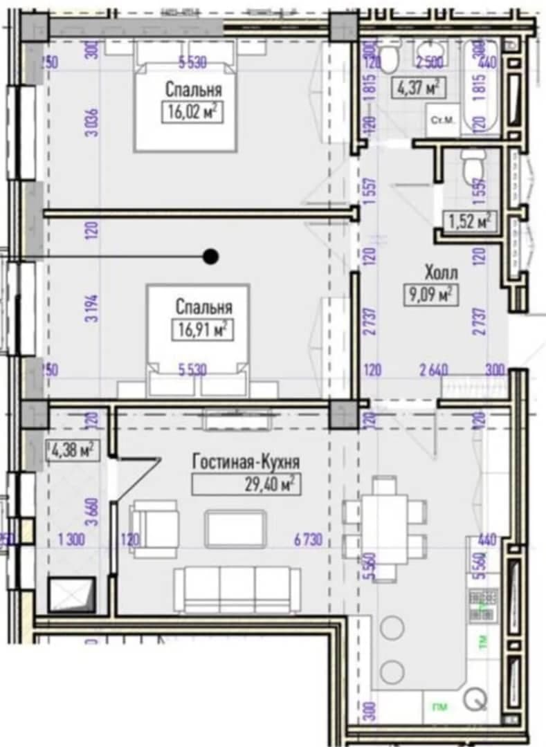 Элитка, 3 ком, 80 м2, этаж 12/14, ж/к ЖК Нова (Nova), Сост: Евроремонт - фото 10