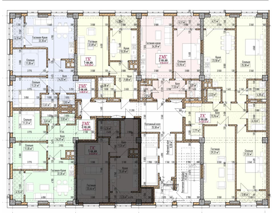 Элитка, 2 ком, 53.89 м2, этаж 9/16, ж/к Нью-Йорк сити (New York city), Сост: Строящийся ПСО - фото 1
