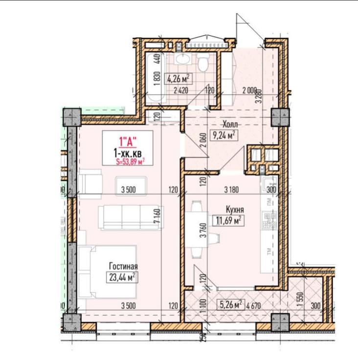 Элитка, 2 ком, 53.89 м2, этаж 9/16, ж/к Нью-Йорк сити (New York city), Сост: Строящийся ПСО - фото 2
