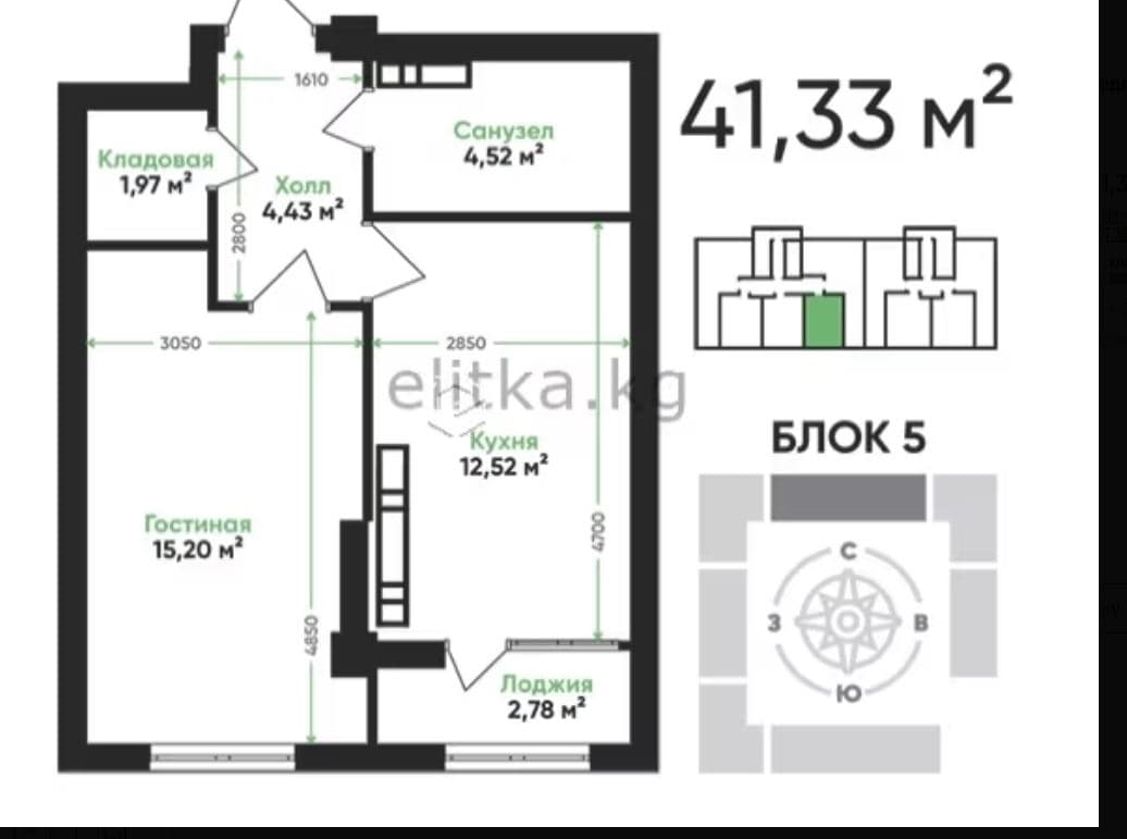 Элитка, 1 ком, 41.33 м2, этаж 6/12, ж/к Esentai (Эсентай), Сост: Сдан ПСО - фото 7