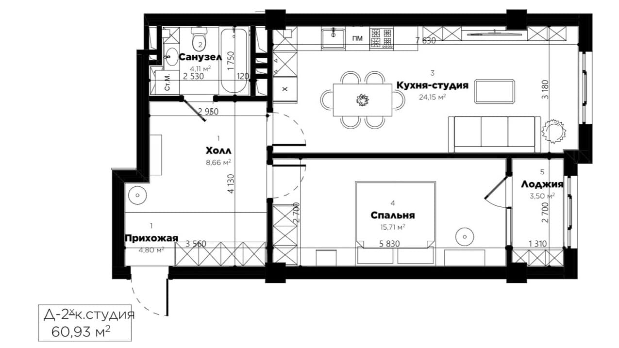 Планировка 2-комн