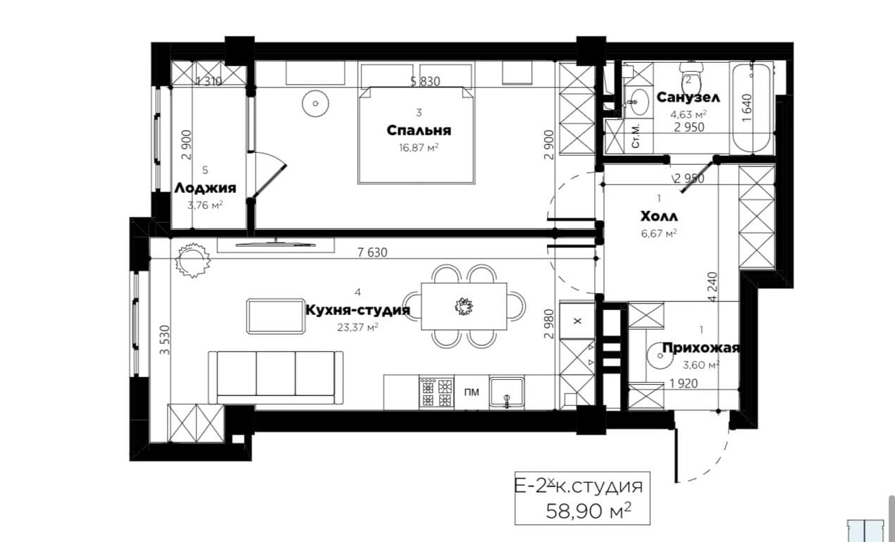 Планировка 2-комн