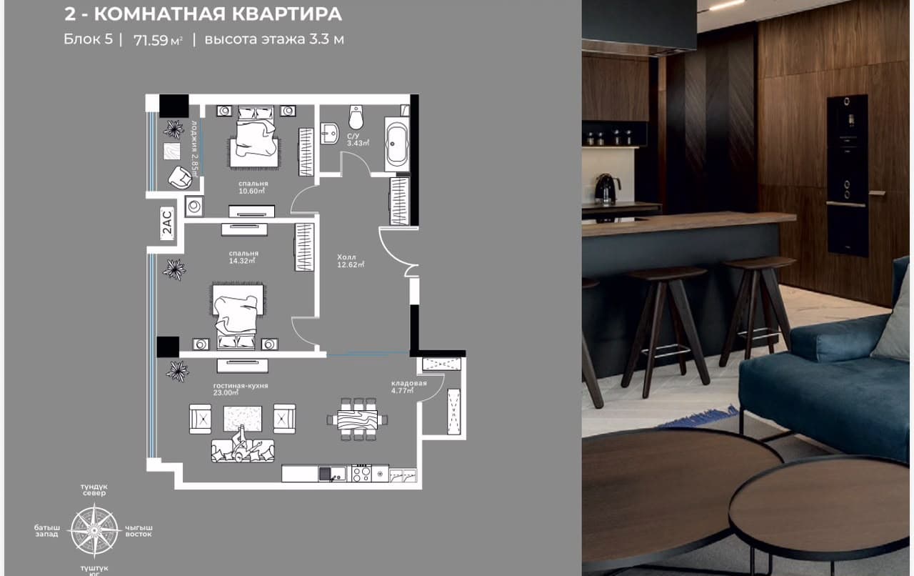 Планировка 2-комн