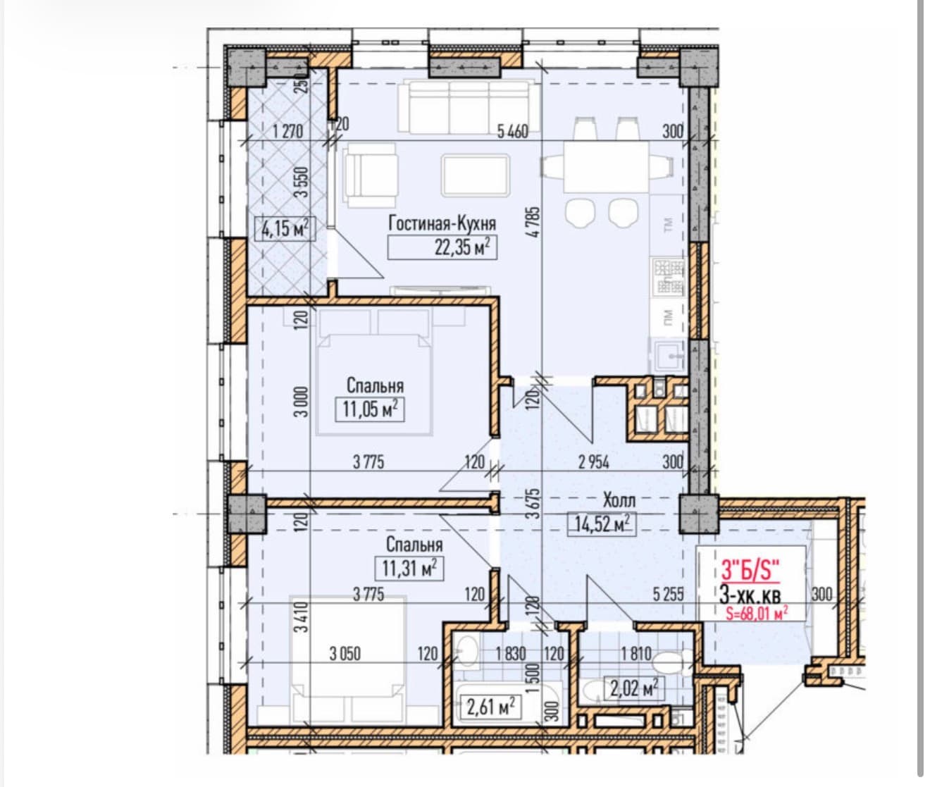 Продажа, Элитка, 3 ком, 68.01 м2, этаж 12/16, ж/к Нью-Йорк сити (New York city), Сост: Строящийся ПСО - фото 1