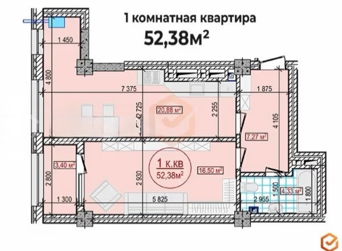 Элитка, 2 ком, 53 м2, этаж 5/12, ж/к Атлантис (Atlantis), Сост: Сдан ПСО - фото 2